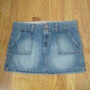 HYDRAULIC WOMEN'S SIZE 9 10 BLUE SLUB DENIM JEAN SKIRT SHORT MINI DISTRESSED